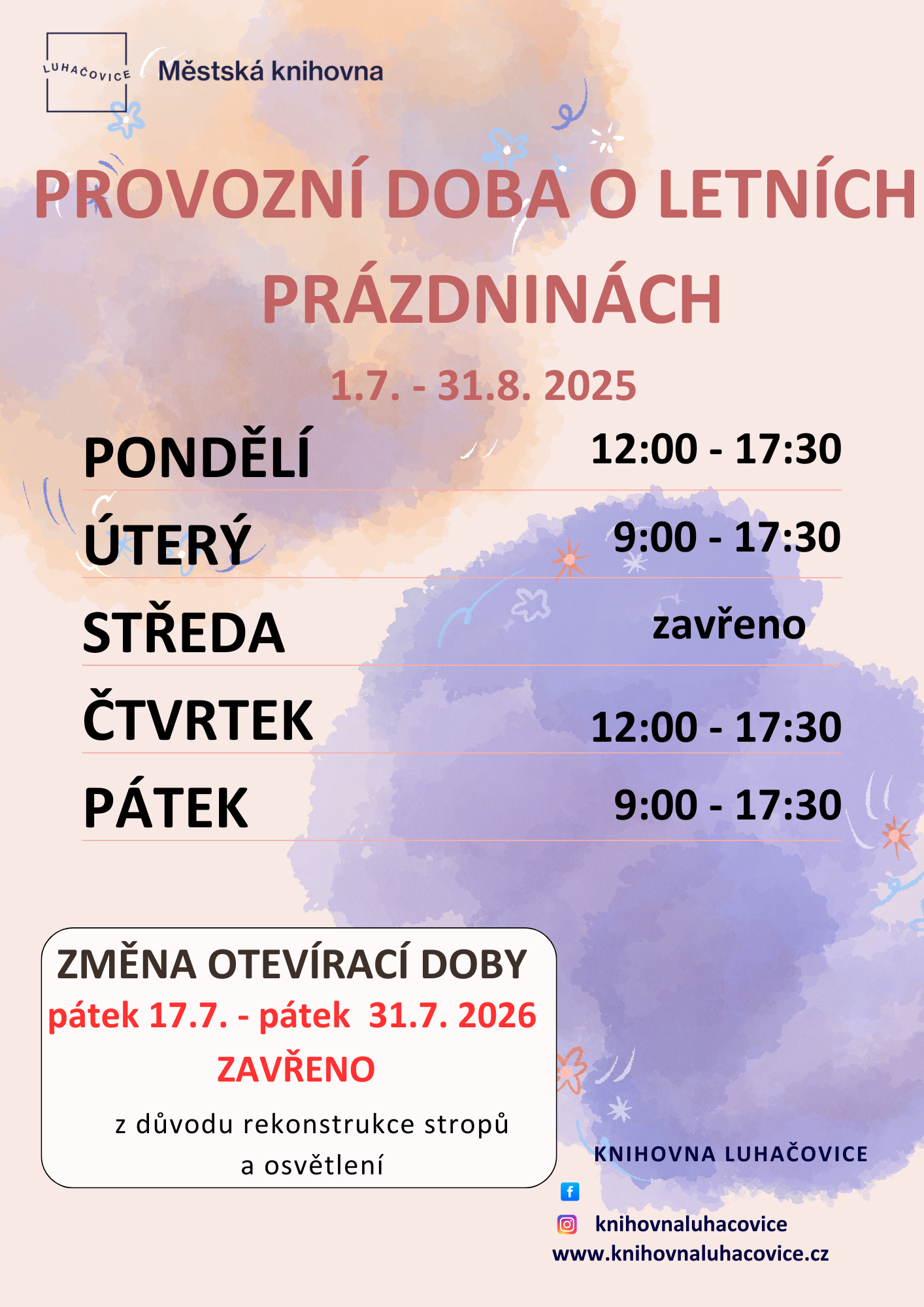 Letní otvírací doba